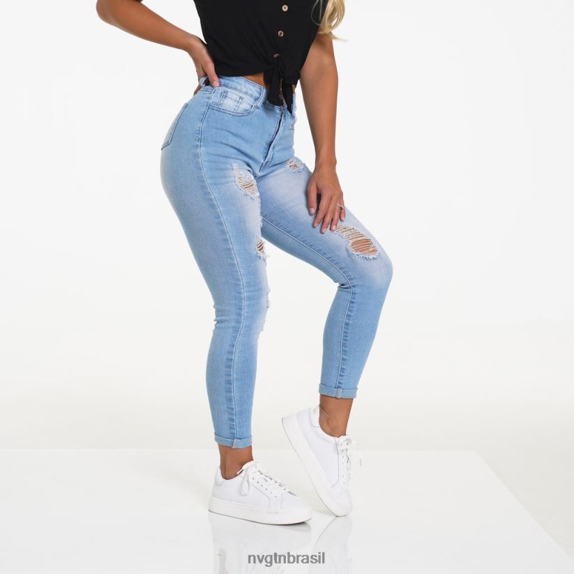 NVGTN estilo de vida mulheres calça jeans rasgada navishape lavagem leve NNJ66L744