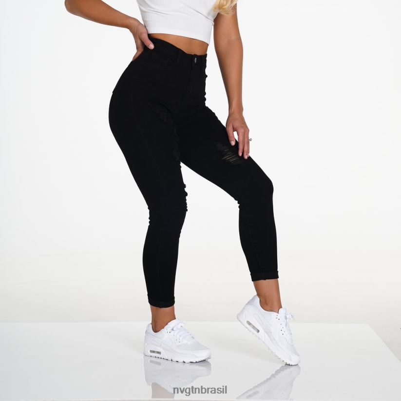 NVGTN estilo de vida mulheres calça jeans rasgada navishape preto NNJ66L745