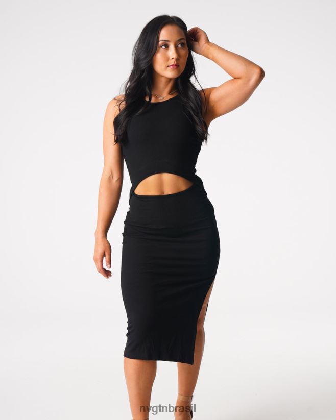 NVGTN estilo de vida mulheres vestido maxi perdido no paraíso preto NNJ66L718