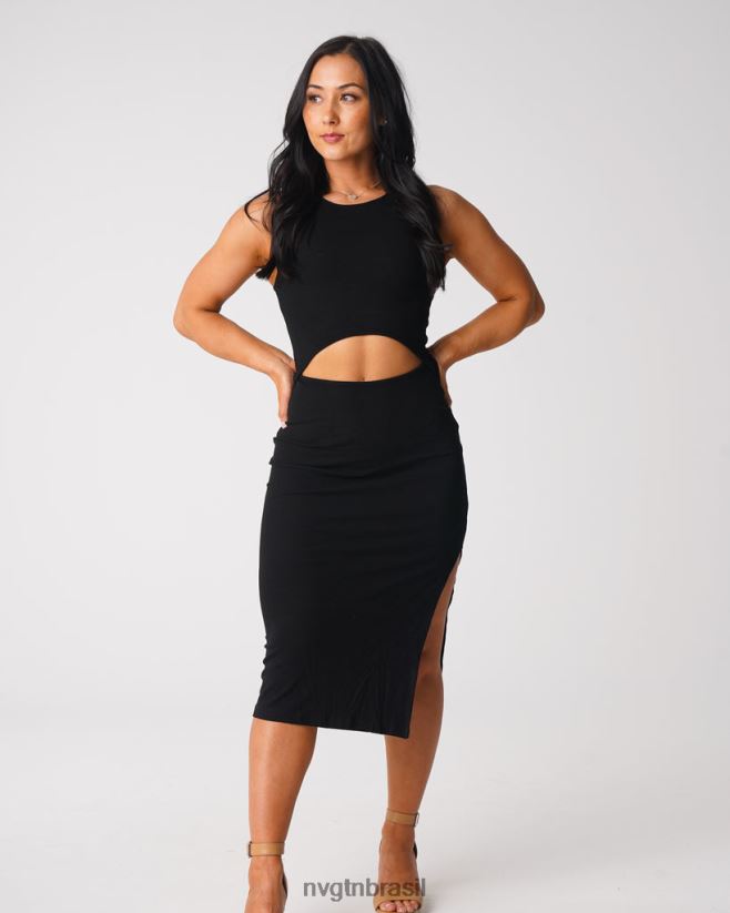 NVGTN estilo de vida mulheres vestido maxi perdido no paraíso preto NNJ66L718