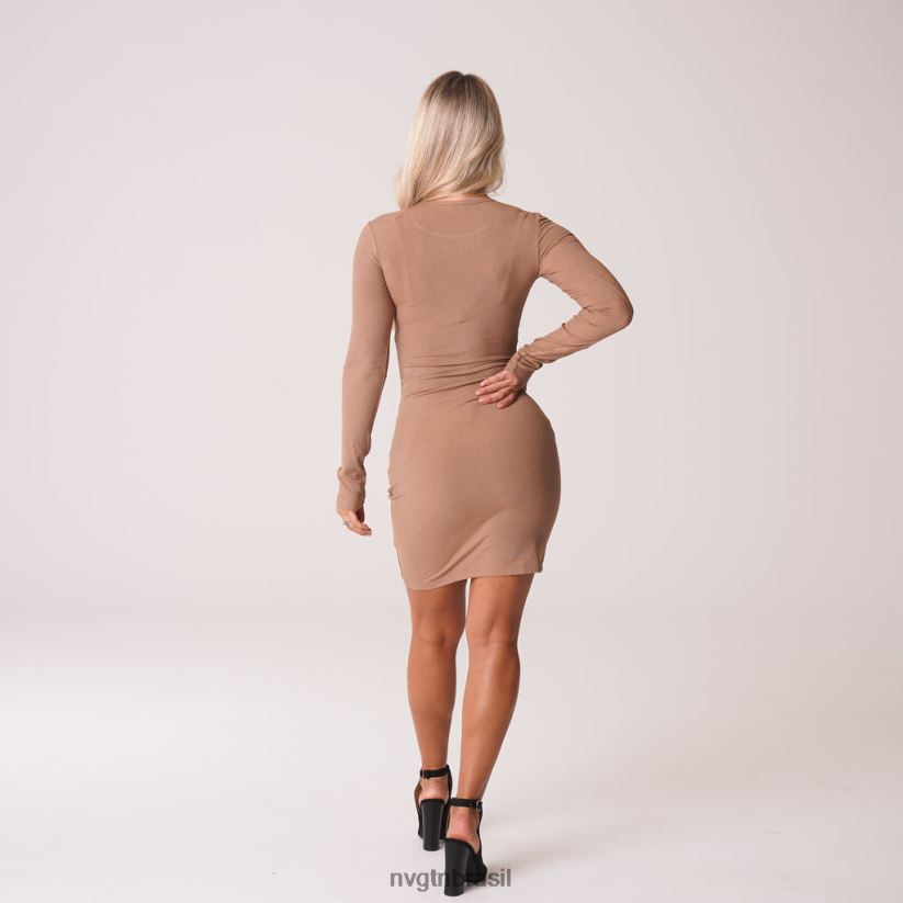 NVGTN estilo de vida mulheres vestido midi canelado easy daze café NNJ66L723