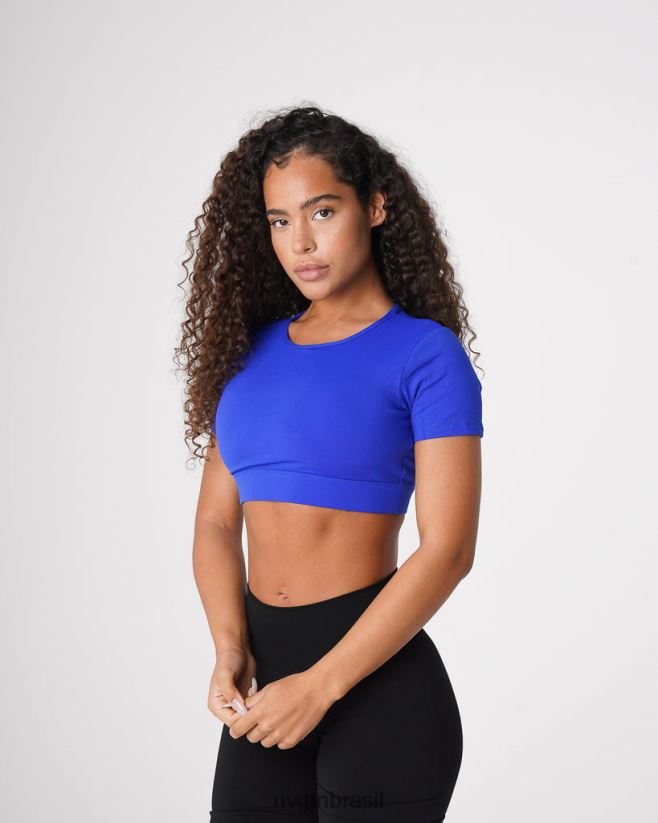 NVGTN fitness mulheres camiseta aberta nas costas azul safira NNJ66L223