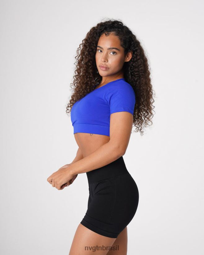 NVGTN fitness mulheres camiseta aberta nas costas azul safira NNJ66L223