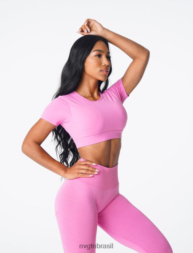 NVGTN fitness mulheres camiseta aberta nas costas chiclete rosa NNJ66L79