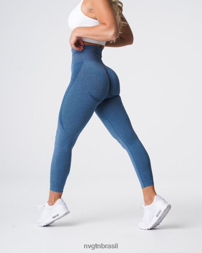 NVGTN fitness mulheres legging sem costura com contorno azul ardósia NNJ66L527