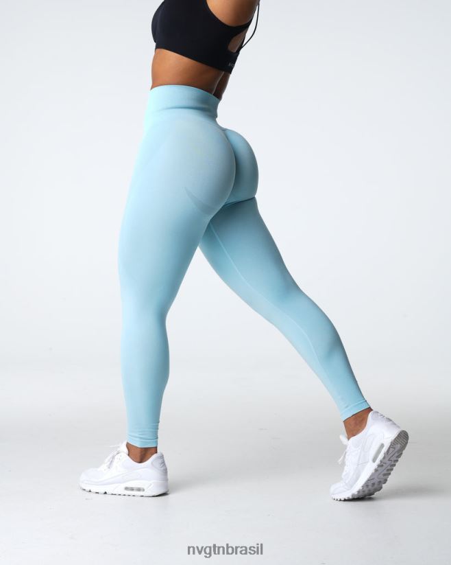 NVGTN fitness mulheres legging sem costura com contorno azul pastel NNJ66L494