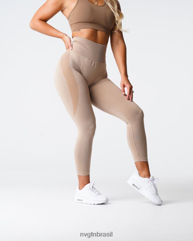 NVGTN fitness mulheres legging sem costura com contorno bege NNJ66L509