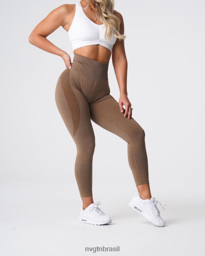 NVGTN fitness mulheres legging sem costura com contorno café NNJ66L510