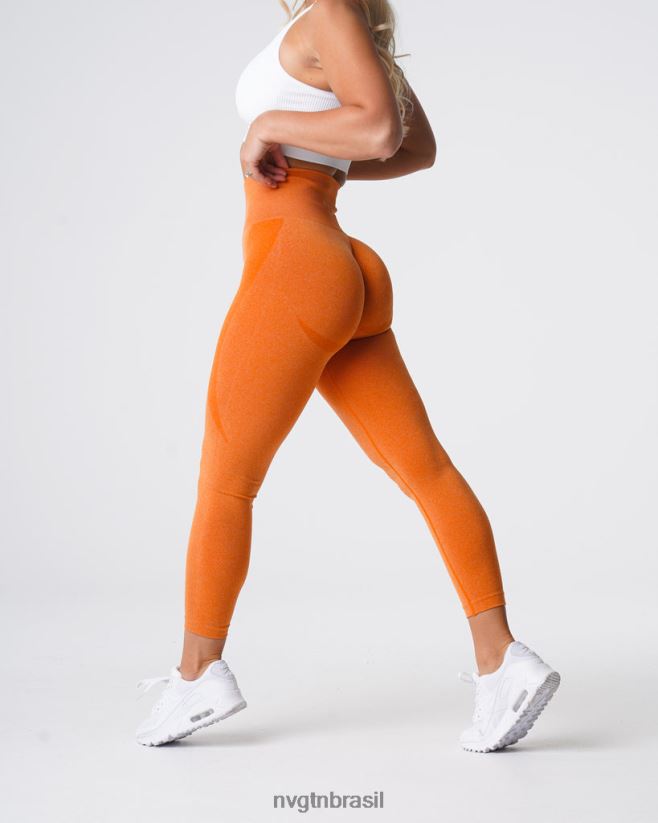 NVGTN fitness mulheres legging sem costura com contorno laranja queimado NNJ66L517