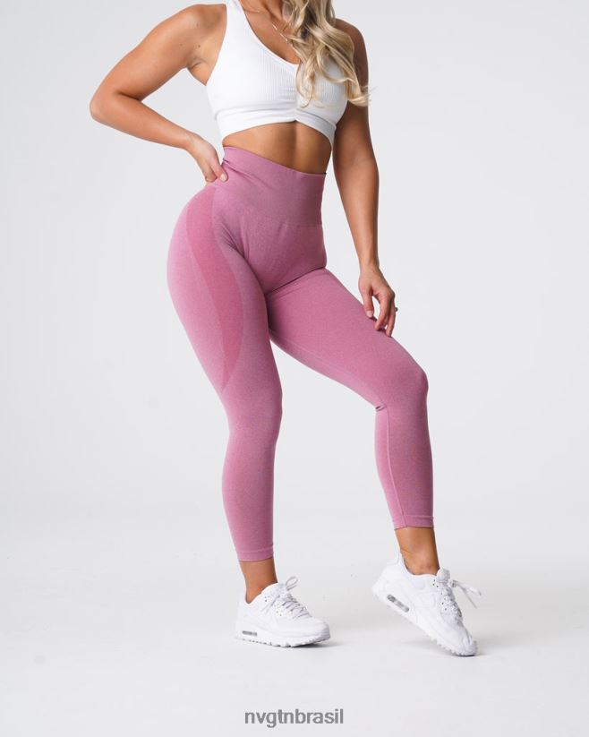 NVGTN fitness mulheres legging sem costura com contorno rosa pastel NNJ66L521