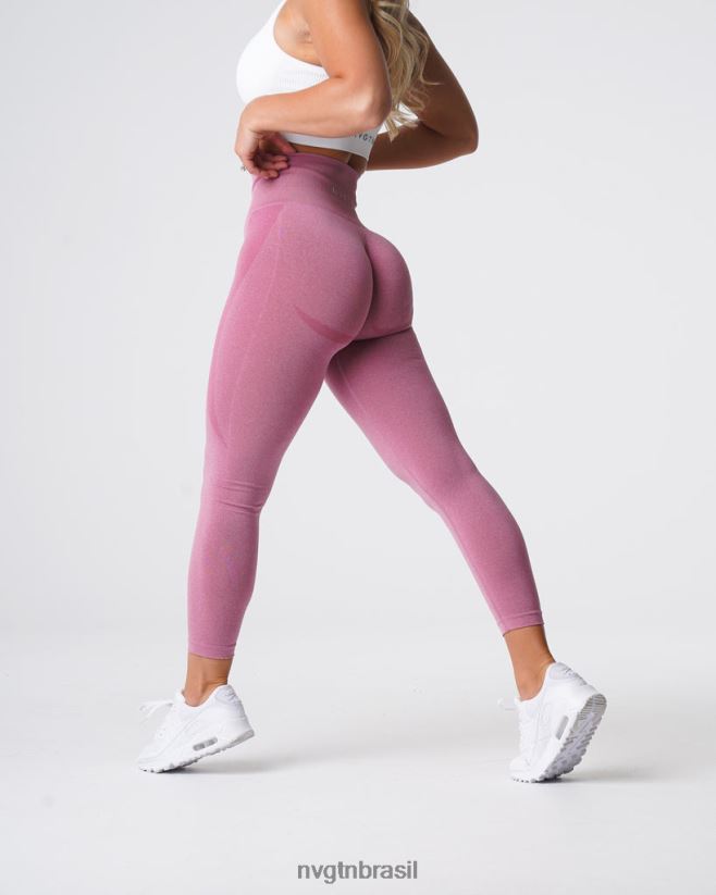 NVGTN fitness mulheres legging sem costura com contorno rosa pastel NNJ66L521