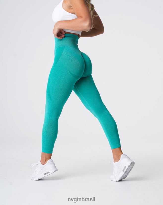 NVGTN fitness mulheres legging sem costura com contorno turquesa NNJ66L513