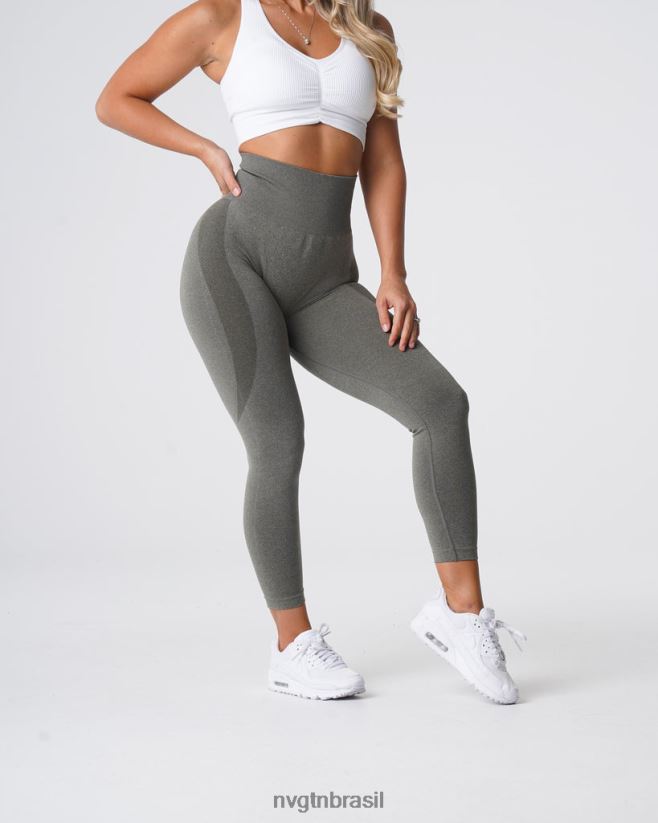 NVGTN fitness mulheres legging sem costura com contorno verde cáqui NNJ66L525