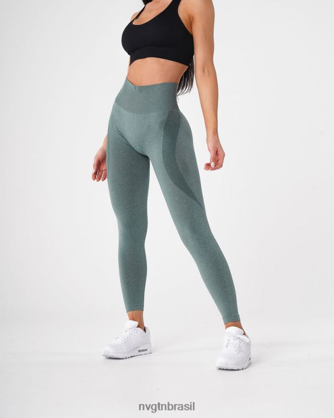 NVGTN fitness mulheres legging sem costura com contorno verde floresta NNJ66L524