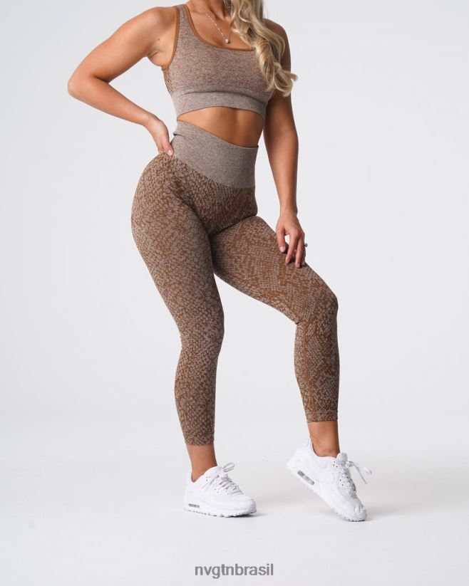 NVGTN fitness mulheres legging sem costura de pele de cobra café NNJ66L681