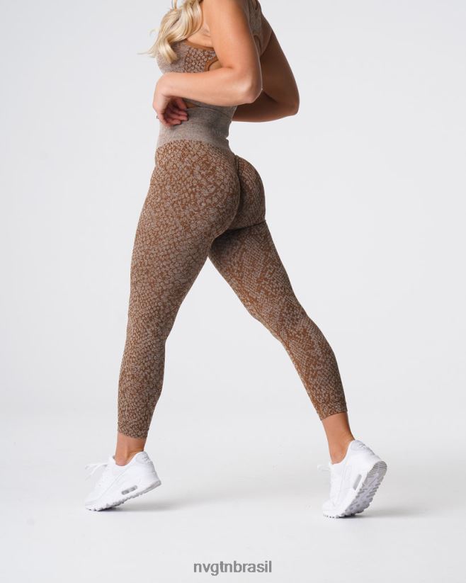NVGTN fitness mulheres legging sem costura de pele de cobra café NNJ66L681