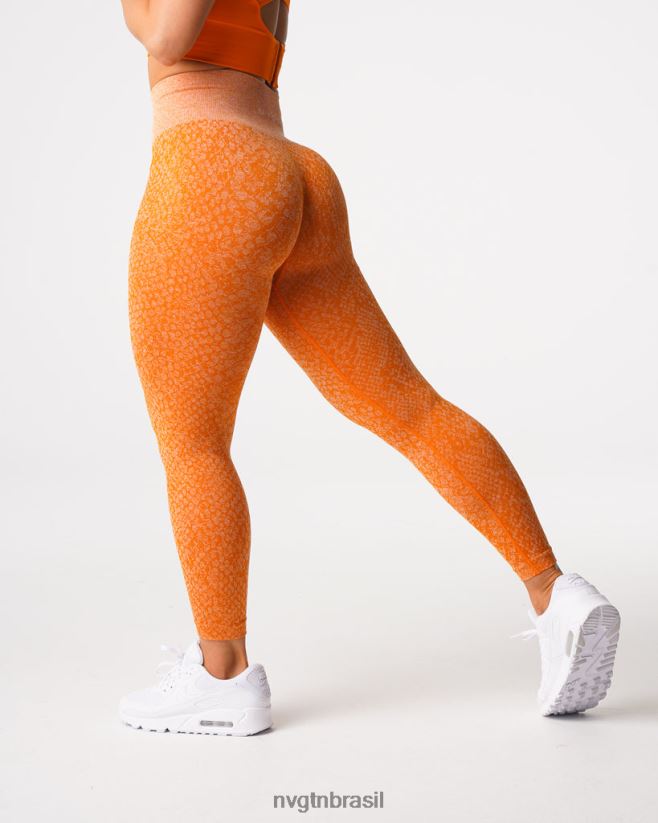 NVGTN fitness mulheres legging sem costura de pele de cobra laranja queimado NNJ66L684