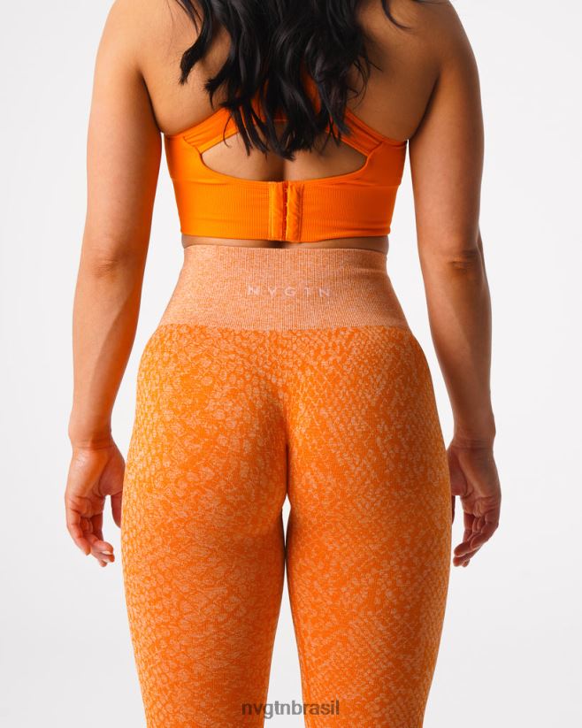 NVGTN fitness mulheres legging sem costura de pele de cobra laranja queimado NNJ66L684