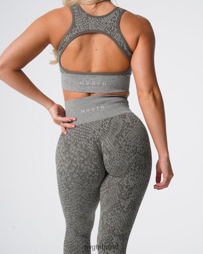 NVGTN fitness mulheres legging sem costura de pele de cobra verde cáqui NNJ66L686