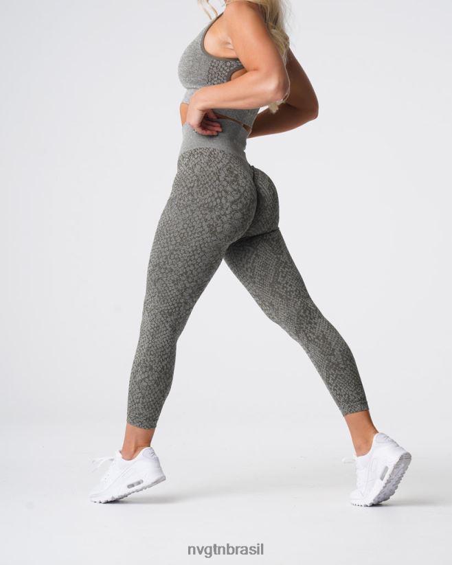 NVGTN fitness mulheres legging sem costura de pele de cobra verde cáqui NNJ66L686