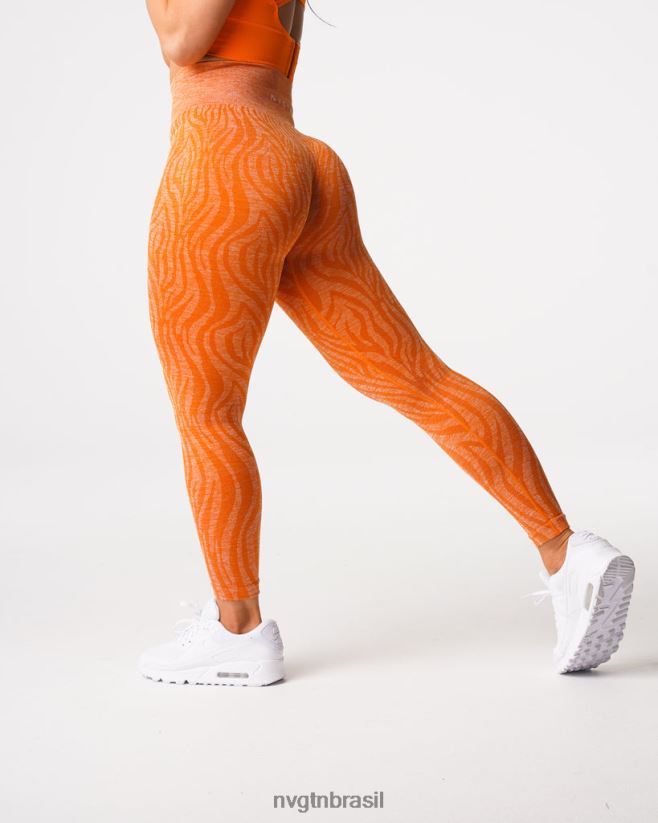 NVGTN fitness mulheres legging sem costura zebra laranja queimado NNJ66L683