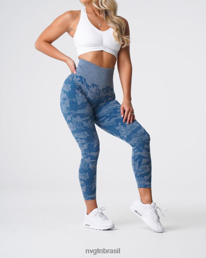 NVGTN fitness mulheres leggings camufladas sem costura azul ardósia NNJ66L674