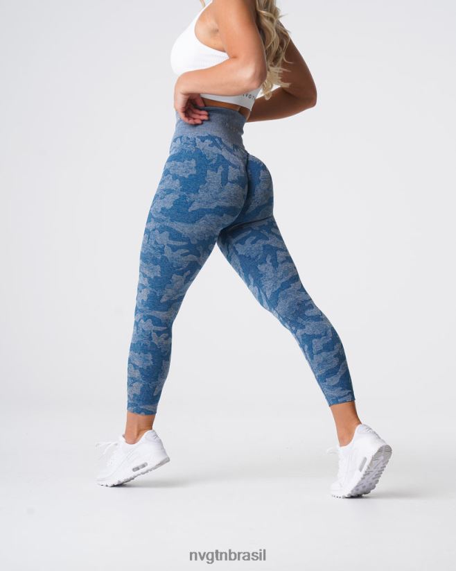 NVGTN fitness mulheres leggings camufladas sem costura azul ardósia NNJ66L674
