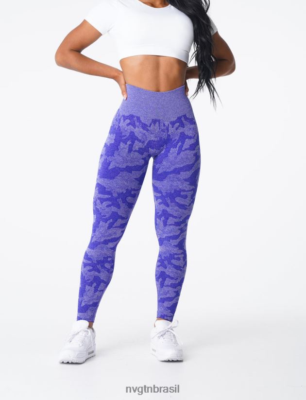 NVGTN fitness mulheres leggings camufladas sem costura azul elétrico NNJ66L667