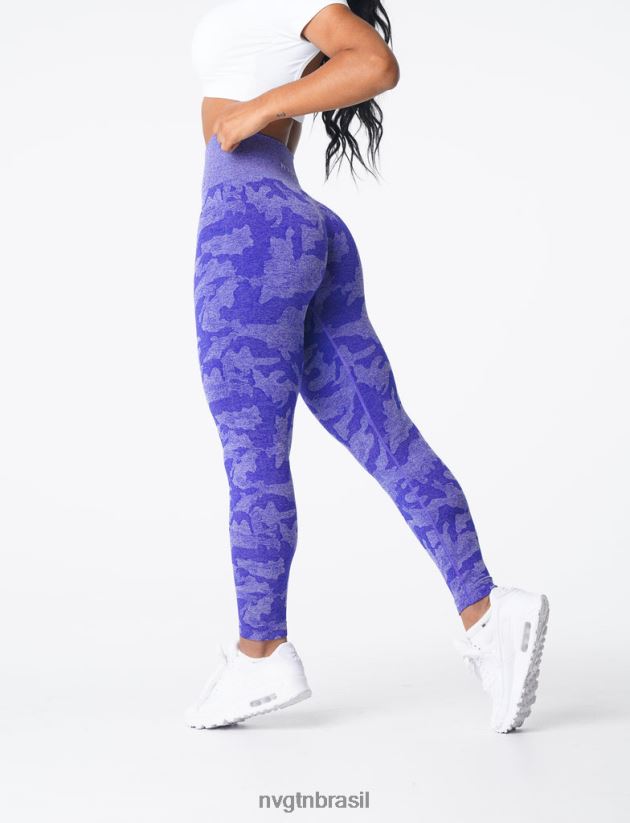 NVGTN fitness mulheres leggings camufladas sem costura azul elétrico NNJ66L667