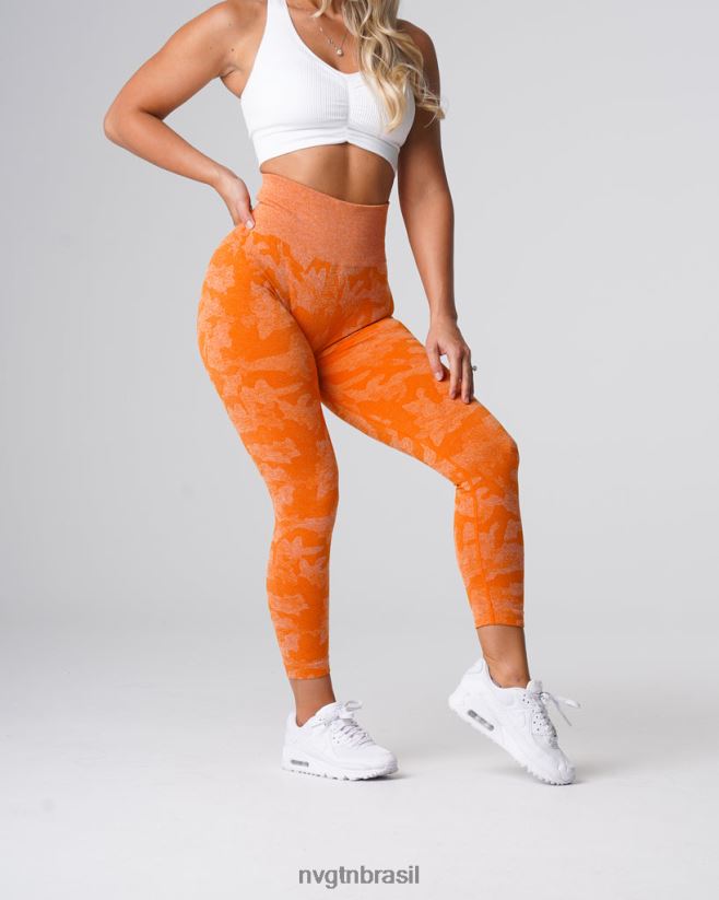 NVGTN fitness mulheres leggings camufladas sem costura laranja queimado NNJ66L669