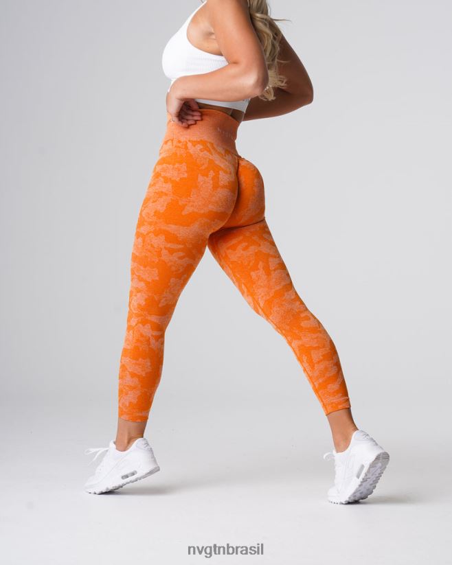 NVGTN fitness mulheres leggings camufladas sem costura laranja queimado NNJ66L669