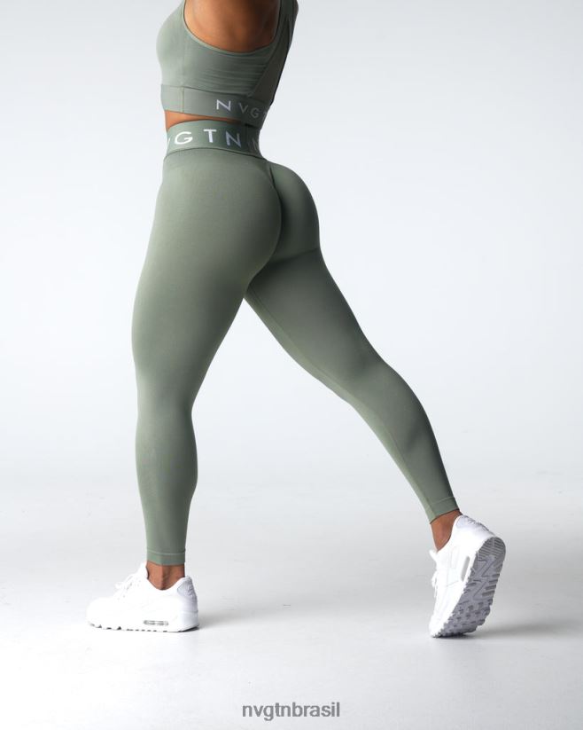 NVGTN fitness mulheres leggings esportivas sem costura verde sálvia NNJ66L501