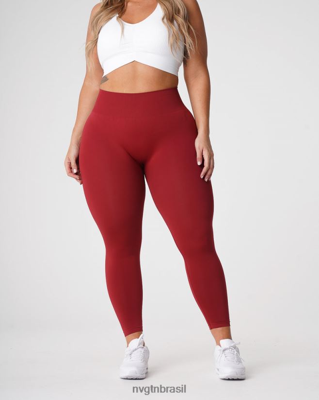 NVGTN fitness mulheres leggings sólidas sem costura carmim NNJ66L574