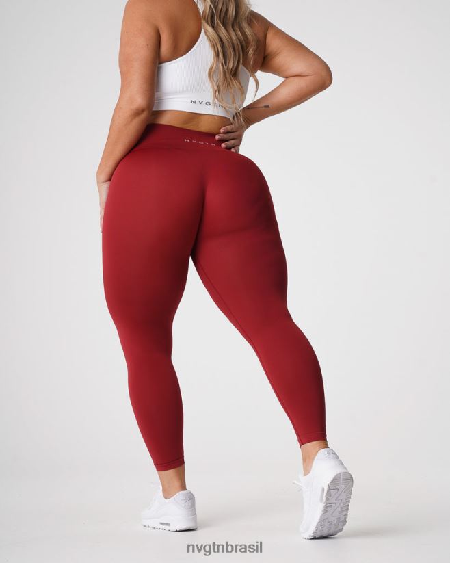 NVGTN fitness mulheres leggings sólidas sem costura carmim NNJ66L574