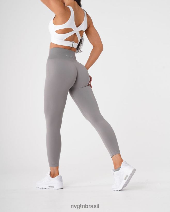 NVGTN fitness mulheres leggings sólidas sem costura cinza claro NNJ66L555