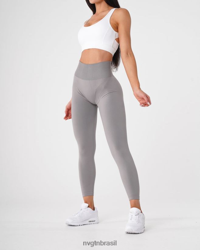 NVGTN fitness mulheres leggings sólidas sem costura cinza claro NNJ66L555