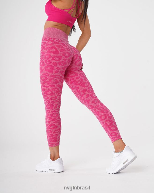 NVGTN fitness mulheres leggings sem costura leopardo fúcsia NNJ66L689