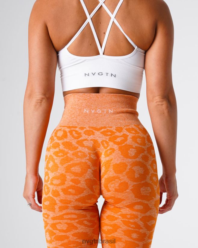 NVGTN fitness mulheres leggings sem costura leopardo laranja queimado NNJ66L682