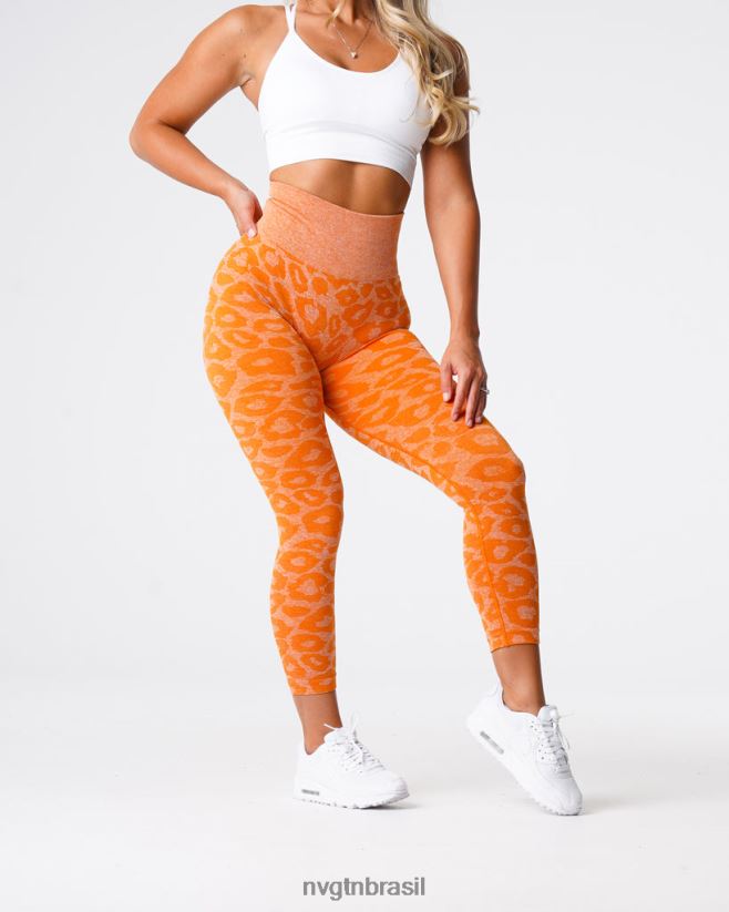 NVGTN fitness mulheres leggings sem costura leopardo laranja queimado NNJ66L682