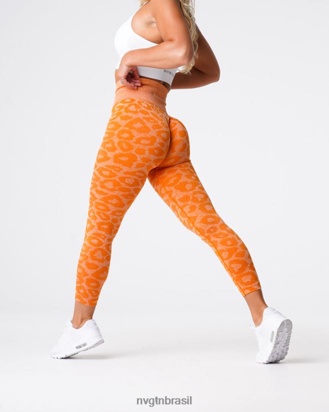 NVGTN fitness mulheres leggings sem costura leopardo laranja queimado NNJ66L682