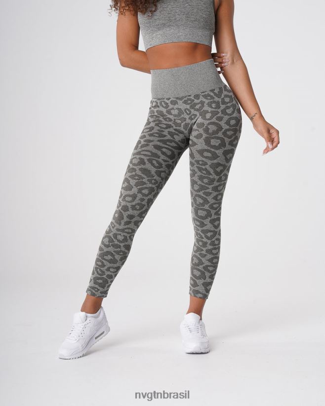 NVGTN fitness mulheres leggings sem costura leopardo verde cáqui NNJ66L685