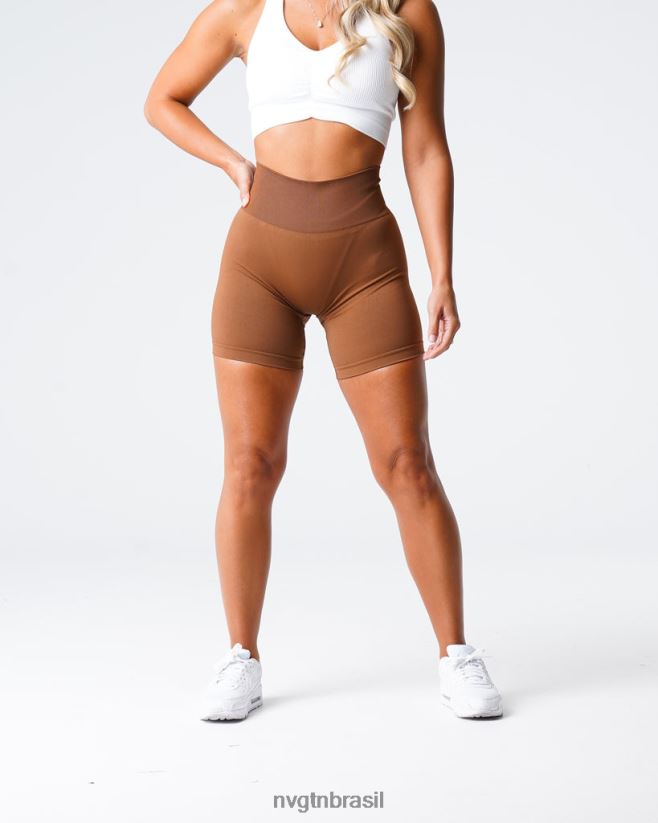NVGTN fitness mulheres shorts sólidos sem costura caramelo NNJ66L452
