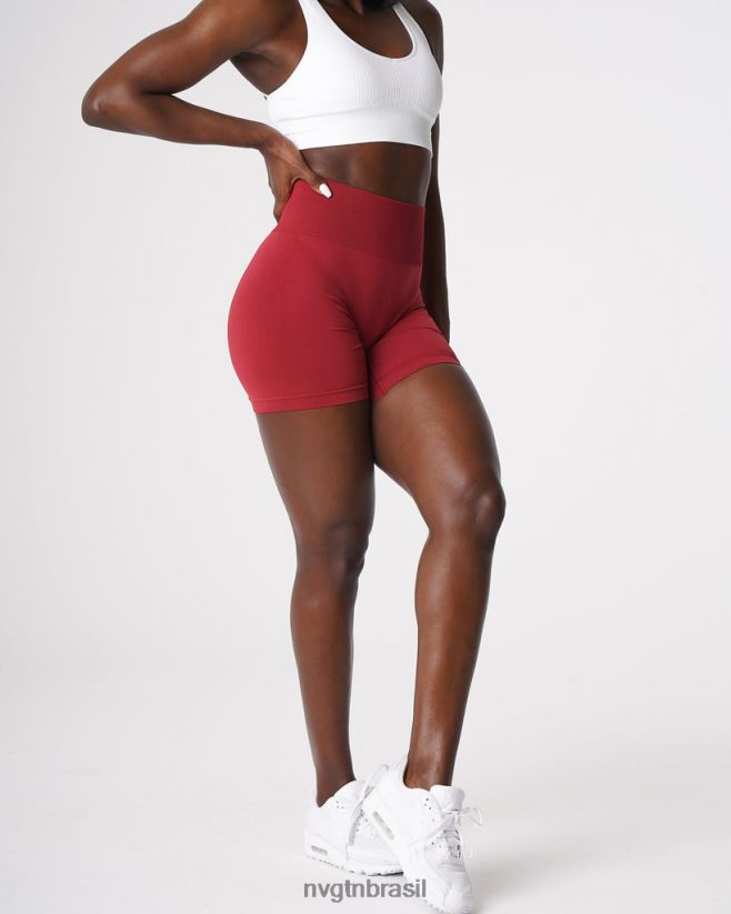 NVGTN fitness mulheres shorts sólidos sem costura carmim NNJ66L460