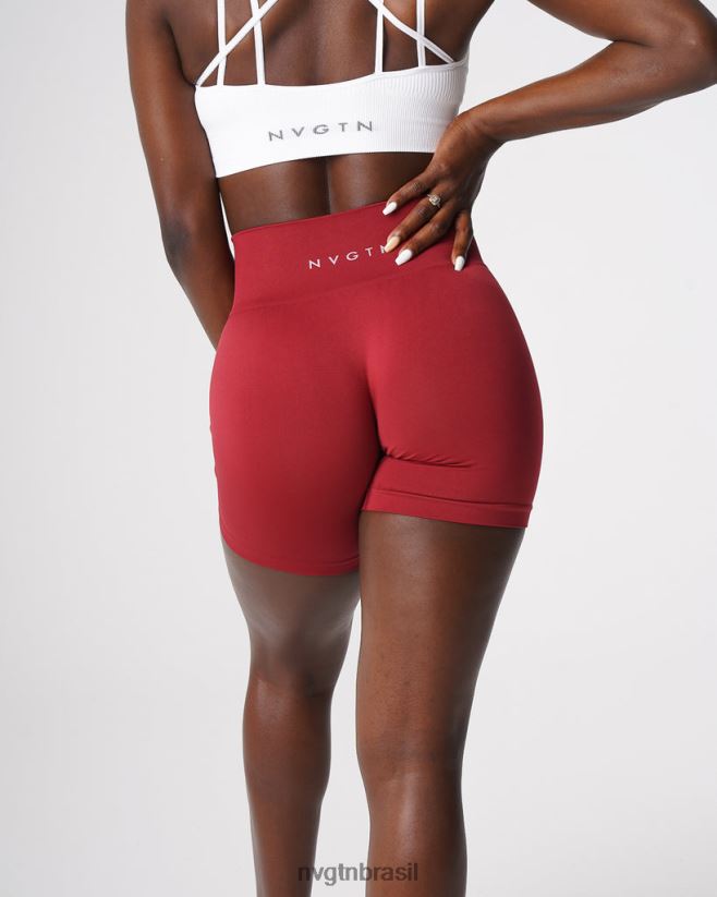 NVGTN fitness mulheres shorts sólidos sem costura carmim NNJ66L460