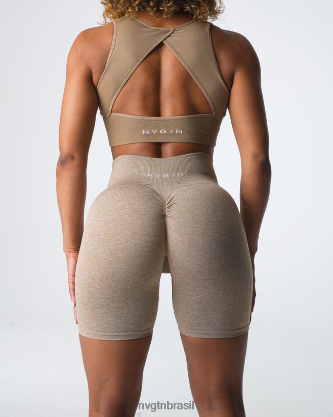 NVGTN fitness mulheres shorts sem costura bege NNJ66L414