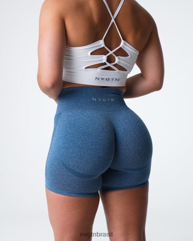 NVGTN fitness mulheres shorts sem costura com contorno azul ardósia NNJ66L328