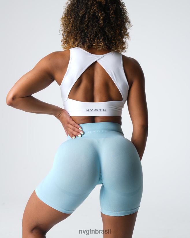 NVGTN fitness mulheres shorts sem costura com contorno azul pastel NNJ66L323