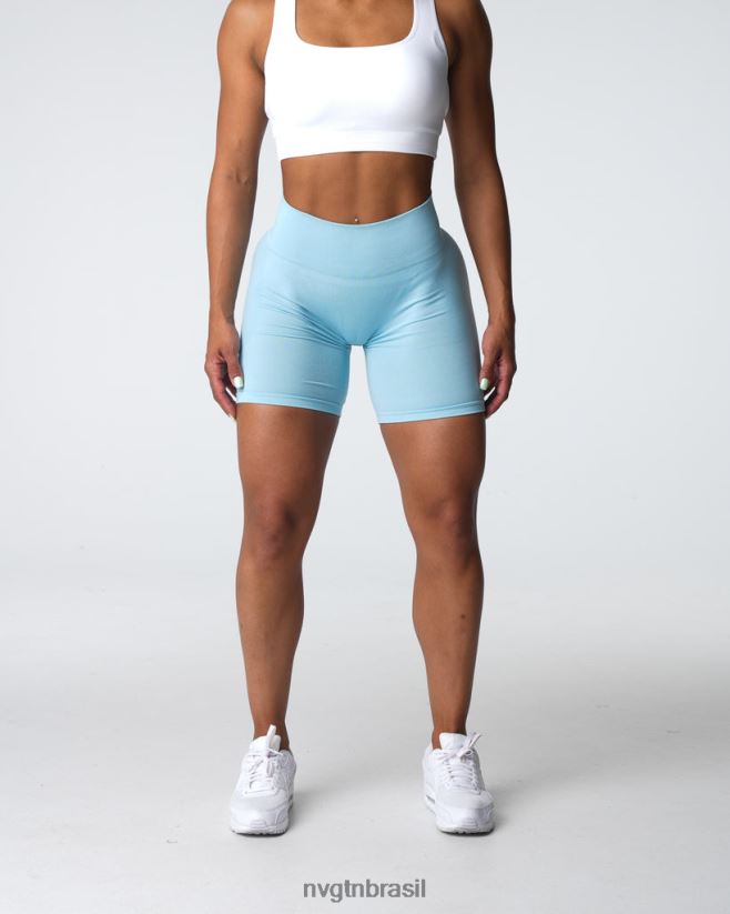 NVGTN fitness mulheres shorts sem costura com contorno azul pastel NNJ66L323