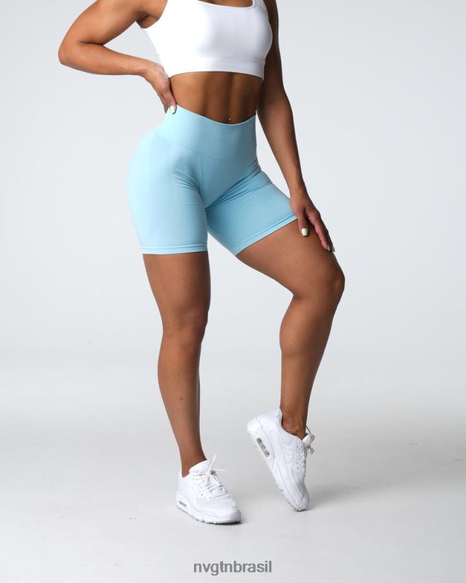 NVGTN fitness mulheres shorts sem costura com contorno azul pastel NNJ66L323
