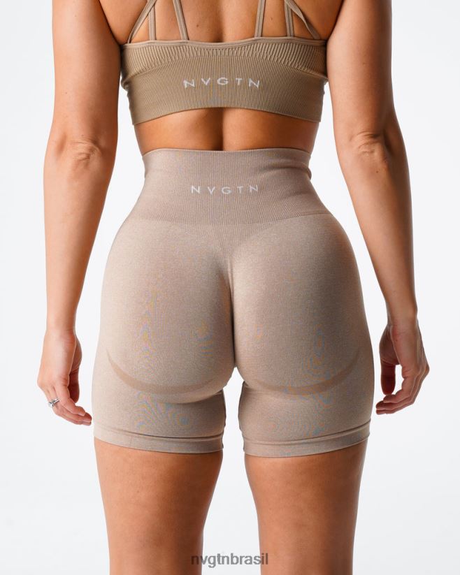 NVGTN fitness mulheres shorts sem costura com contorno bege NNJ66L342